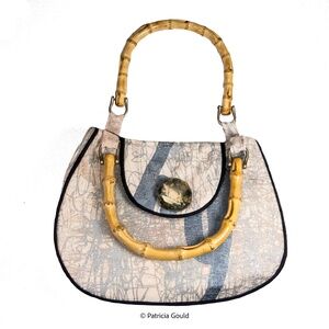 New - Original design purse with bamboo handles - One of a Kind